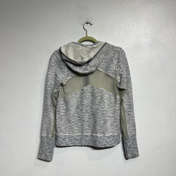 Free People Movement Gray Markie Hoodie Mesh Contrast Sweatshirt Sz M - Picture 9 of 12
